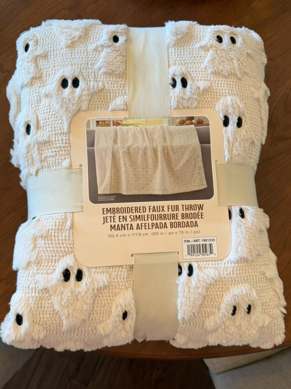 NEW Costco Viral Halloween Ghost Embroidered Faux Fur Throw Blanket  👻 NWT